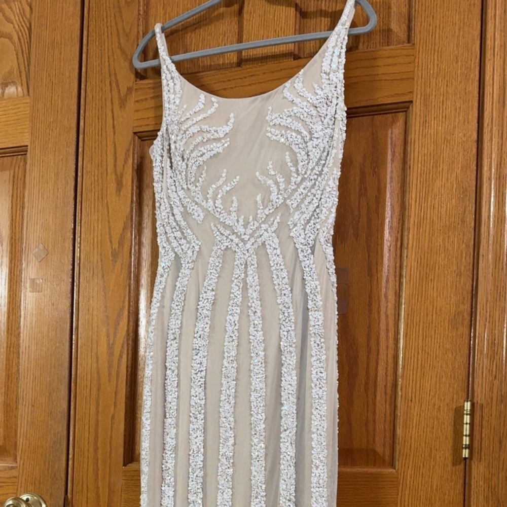 Women’s Formal Dress BG Haute 48722SC Sequined Size 10 Gown Ivory/Nude NEW - Picture 12 of 16